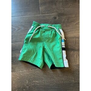 Baby Gap Toddler Swim Trunks Green White Pull On Elastic Waist 12-18 Months